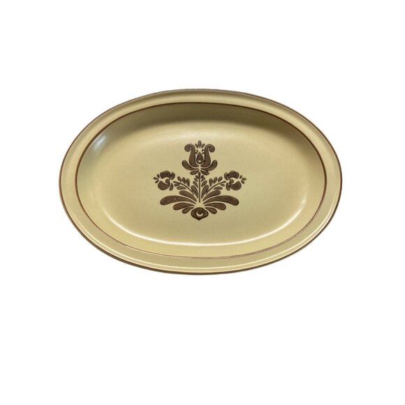 Vintage Pfaltzgraff Yorktowne Brown Floral Oval Platter 12” Stoneware #6-007 USA - Picture 3 of 7